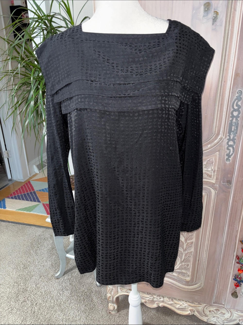 Vintage Argenti Jacquard Silk Tunic Blouse
